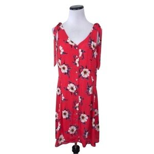 SHE + Sky Floral Button Front Sleeveless Dress Large